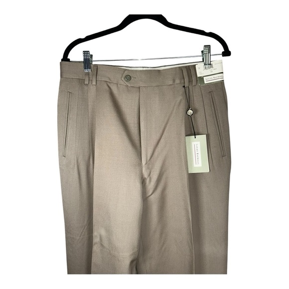 Men's LOUIS RAPHAEL Dark Khaki Flat Front Dress Pants Sz 33x47 NWT 100% wool - Picture 4 of 12